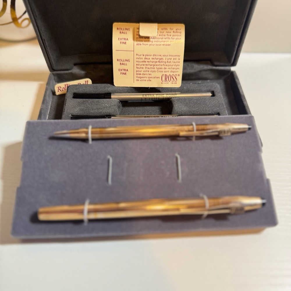 vintage New  Cross pen set gold filled